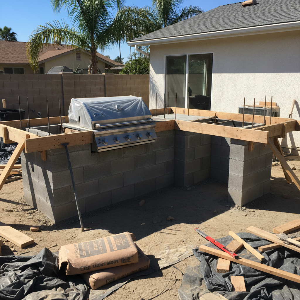 Outdoor kitchen installation in Danville CA by BlackHawk Landscaping